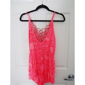 Pink LF romper with cutouts